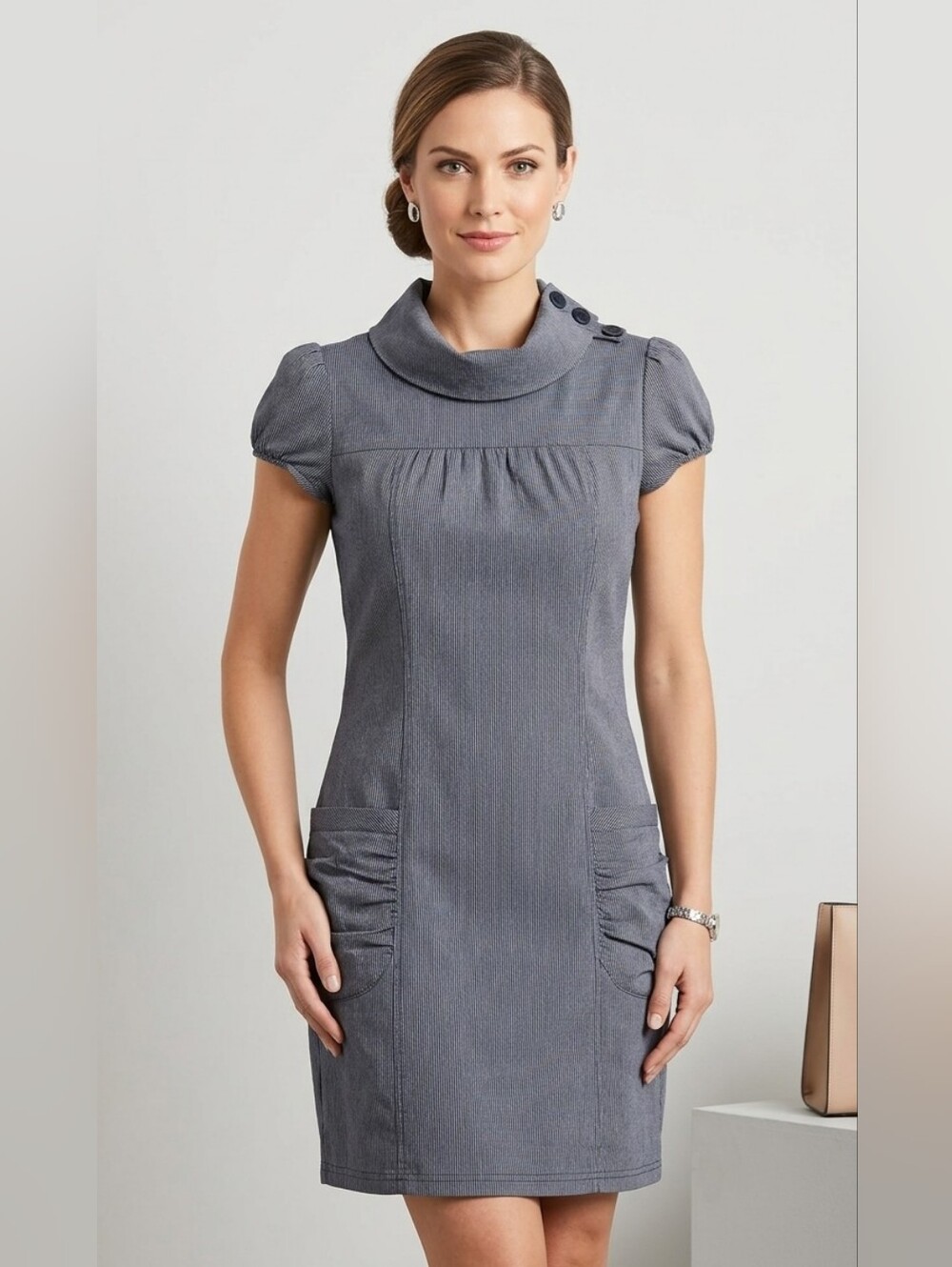 5 For $25✨️Twik Womens Size Small Pinstriped Y2k 90s Grey Mini Dress Like New